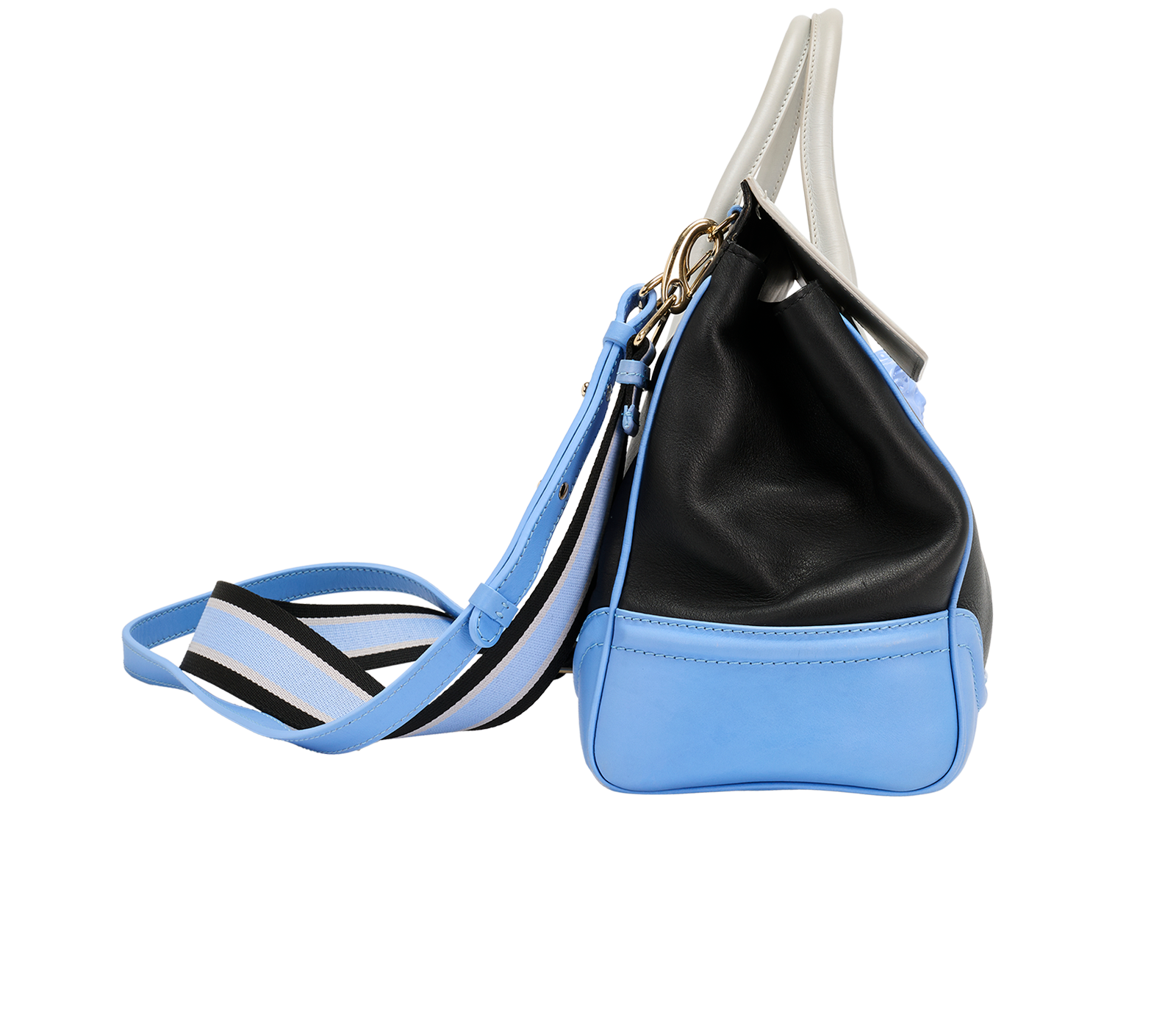 Palazzo Empire, &pound;450, Handbags, Black/Blue/Grey, Leather, Side view
